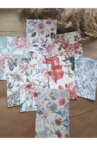 SelisCraft Scrapbook Çiçek Desen Kağıt Seti 02 Ajanda Planlayıcı Bullet Journ...