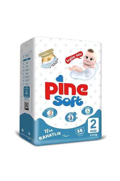 Pine Soft Mini (3-6 kg) 38 Pieces Economic Package Baby Diapers