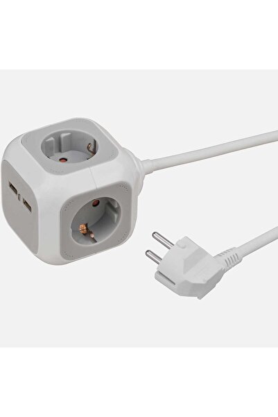 Brennenstuhl Alea Power 1,4 metre Küp 4'lü 2 Usb'li Priz