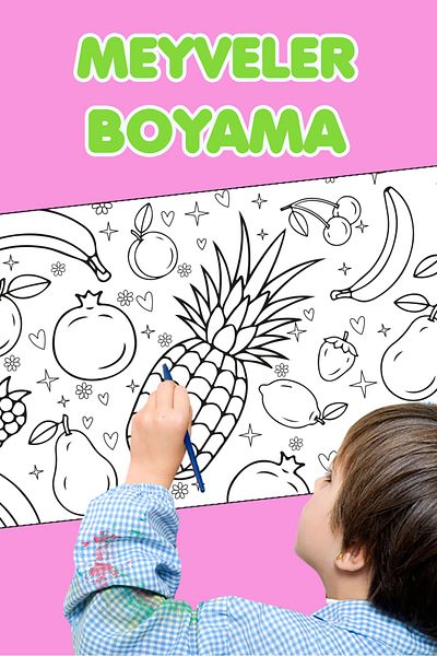 Sim Tasarım Painting Cheerful Fruits Fun Holiday Activity Activity Giant Coloring Paper