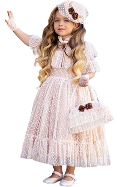 Riccotarz Cremefarbenes Kleid von Noble Beaute für Mädchen