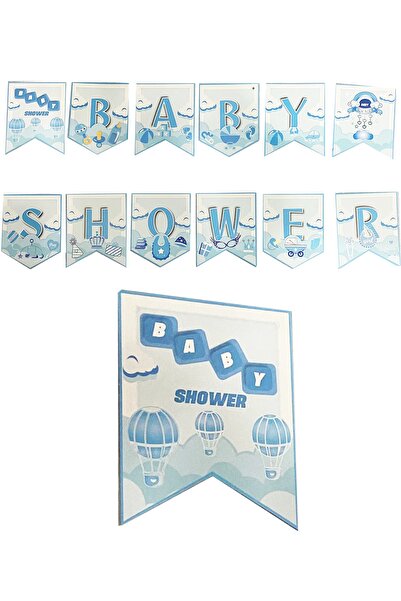 Parti dolabı Mavi Erkek Bebek Baby Shower Banner Yazı Uzar Süs Hastane Doğum Odası Süsleri 1,90cm