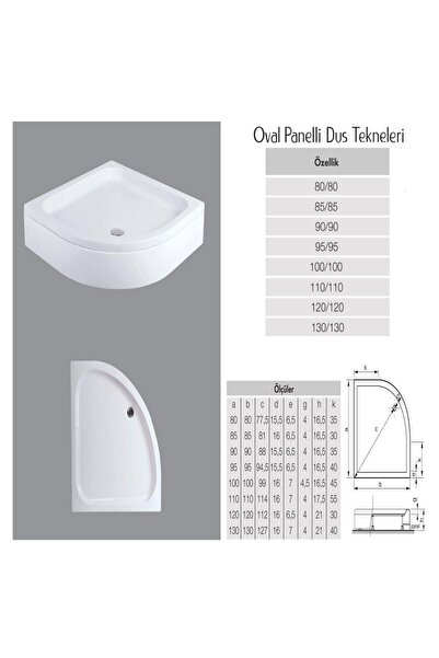 Genel Markalar Oval Panelli Duş Teknesi 90 X 90 H:15-16 Cm
