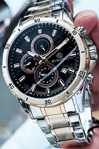 Bigotti Full Steel Men's Wristwatch 5 Atm Water Resistant Silver-Rose-Black Color