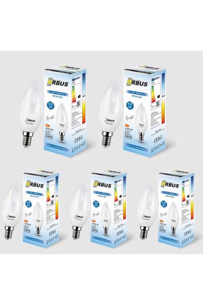 ORBUS Bright LED 4.8W BEYAZ IŞIK E14 425Lm 5 ADET