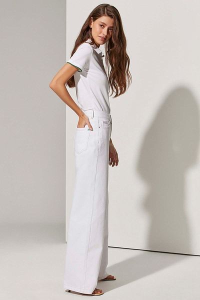LİMABEL Ψηλόμεσο Lycra White Palazzo Jeans Stretchy Jeans (Δεν εμφανίζεται μέσα)