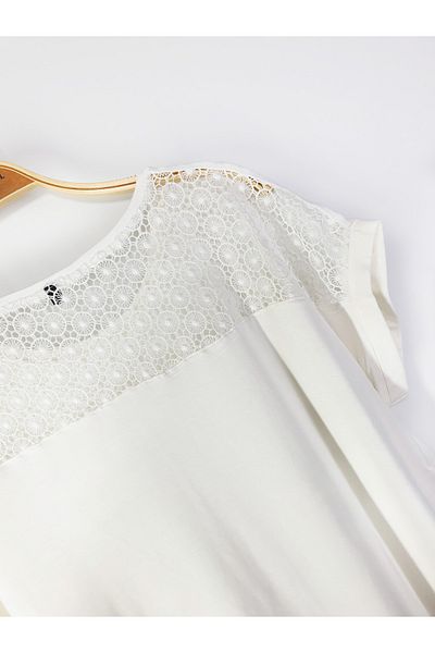 MERİCEY Women's White Plus Size T-Shirt