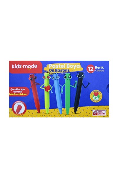Kids Mode Kidsmode Yağlı Pastel Boya Yuvarlak 12 Renk Yağlı Pastel Boya