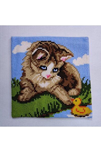 Vervaco Επεξεργασμένο μαξιλάρι ταπετσαρίας με σχέδιο γάτας yviiD