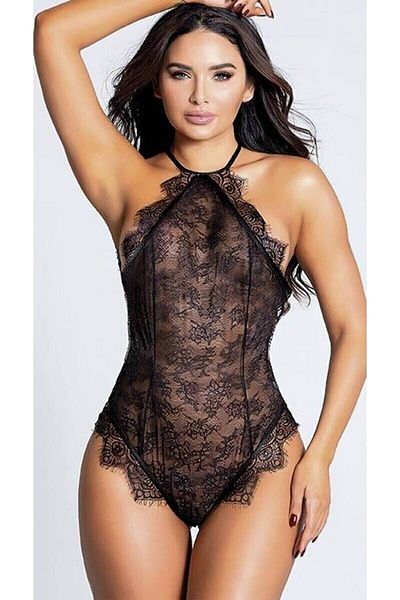 For Dreams Babydoll de lux pentru femei din dantela neagră