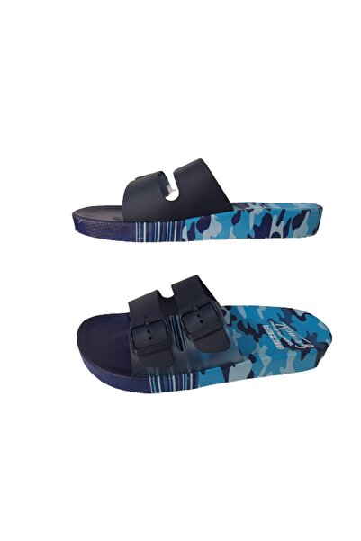 GEZER Чоловічі сині капці з подвійною застібкою та нековзною підошвою для щоденних прогулянок