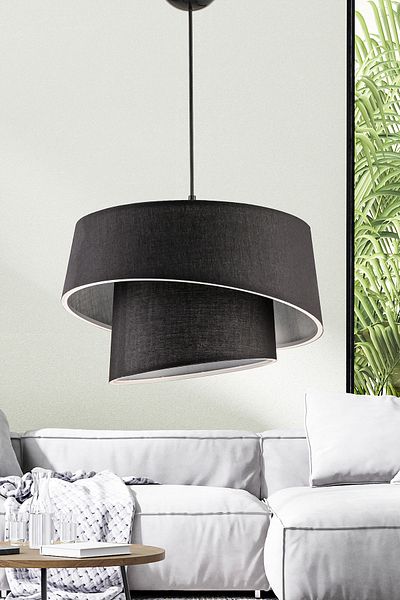 EvLight Helmet PVC Black 2 Tier Pendant Chandelier