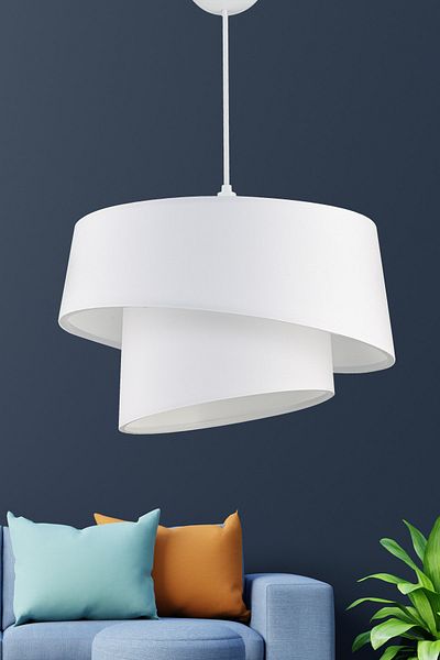 EvLight Helmet PVC White 2 Tier Pendant Chandelier
