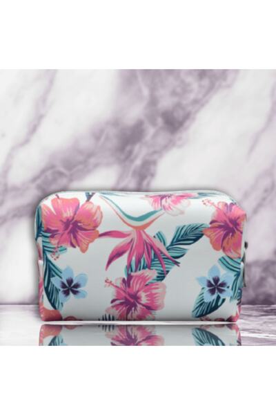 AKTHOME حقيبة مكياج نسائية زهرية