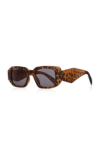 Polo55 Retro Rectangular Model Diamond Cut Shank Leopard Sunglasses