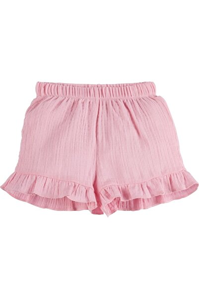 İdilbaby&Mamino Fırfırlı Beli Lastikli Pembe Kız Çocuk Şort 16526