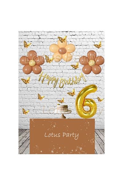 LOTUS PARTY Σετ πάρτι με θέμα την Bohemian Kelebekli Papatya Ηλικία 6 - Kelebek 18 Μπαλόνι Ρίγας Φόιλ Μπαλόνι Χρόνια Πολλά