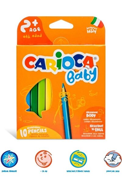 CARIOCA Baby Jumbo Üçgen Kuru Boya Kalemi 10'Lu