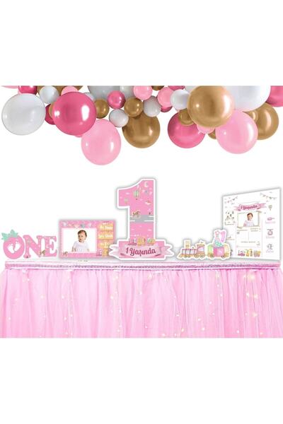 Big Party Dekoratif Kişiye Özel Ayaklı Pano Seti 1 Yaş Pembe