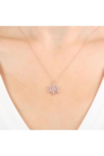 Mia Vento Baget Taşlı Işıltı Kristali Rose Renk Gümüş Kolye