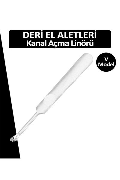 Dopar Μαχαίρι αυλάκωσης Linor (9,5 cm) Δερμάτινο εργαλείο χειρός U + V Σετ 2 τεμαχίων