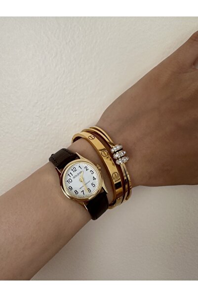 GOLDON Vintage Stil Deri Kayışlı Kol saati