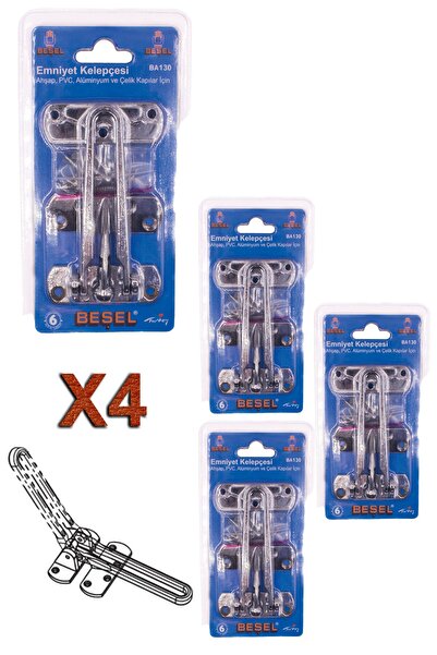 Beşel Clemă de siguranță pentru ușă cromată (4 bucăți)