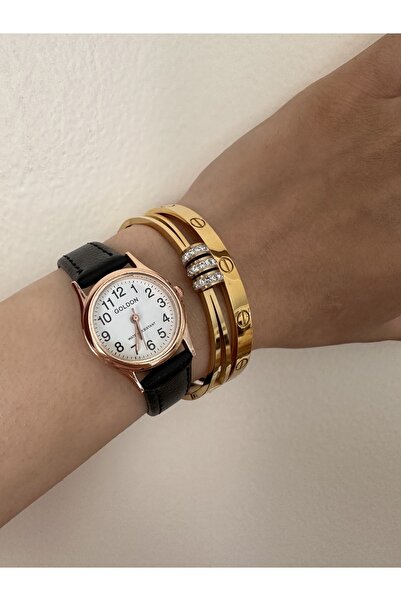 GOLDON Vintage Style Leather Strap Wrist watch