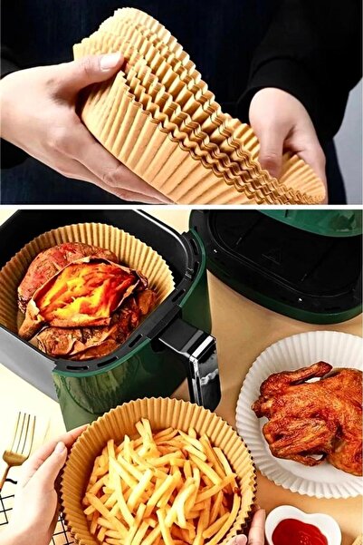 TBYSHOP 50 قطعة من ورق الخبز المتوافق مع مقلاة الهواء، نموذج طبق دائري، ورق م...