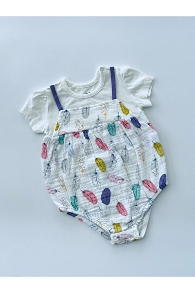 Aydodo موسلين عضوي منقوش على شكل أوراق شجر مع أزرار كبس في الأسفل