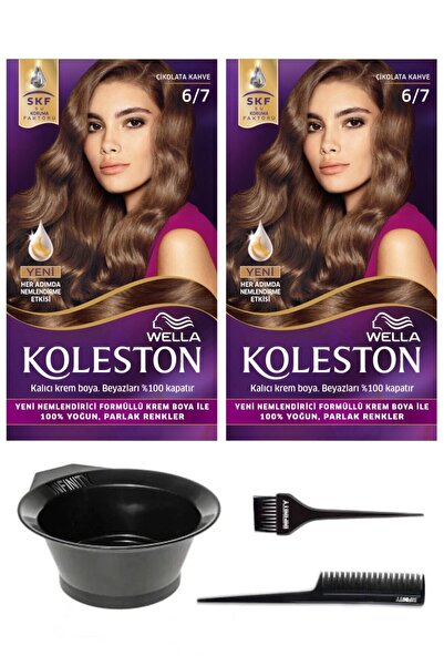 wella koleston 2’li Koleston 6/7 Kit Boya Çikolata Kahve Ve Saç Boyama Seti