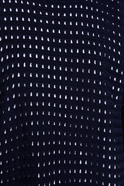 Trendyol Modest Pulover tricotat cu tăietură relaxată albastru bleumarin ajurat/găuri TCTAW24AK00113