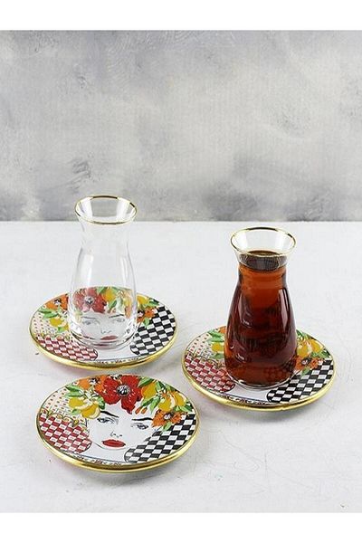 Glore 6-Person Bellisimo Gold Gilt Glass Tea Set
