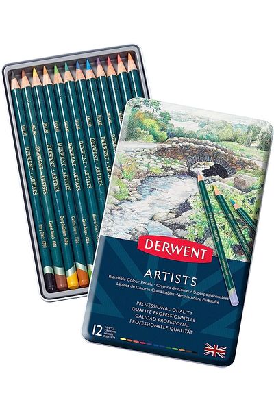 Derwent Artists Series Dry Pen Set 12 Pieces Metal Box