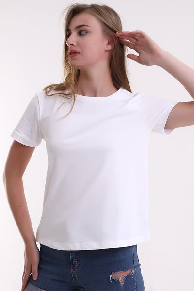 Duru Modam تي شيرت بأكمام قصيرة ورقبة دائرية، أساسي، أبيض