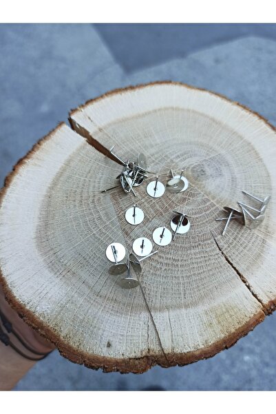 FlowerAksesuar 50 Adet - 8 Mm Küpe Iğnesi, Küpe Çivisi, Küpe Aparatı, Yapıştı...