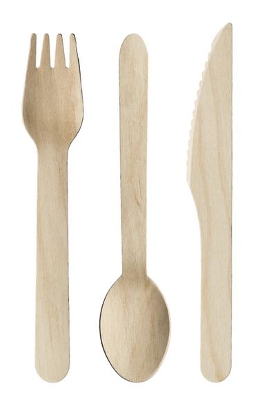 Miopack 300 Pieces of Wooden Natural Wooden Cutlery (100 Pieces)