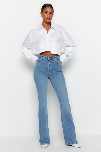 Trendyol Collection Světle modré džíny s vysokým pasem TWOAW24JE00087