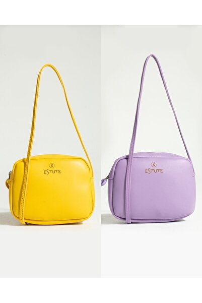 ESTUTE Pachet de 2 geanți pentru femei, cu bretele încrucișate, cu fermoar, c...