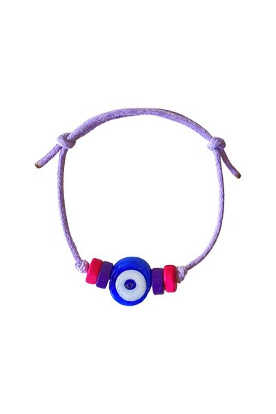 TAKI BY EKİN DARK BLUE GLASS EVIL EYE BEADED, WOODEN BEADED BABY/ CHILDREN/ ADULT BRACELET