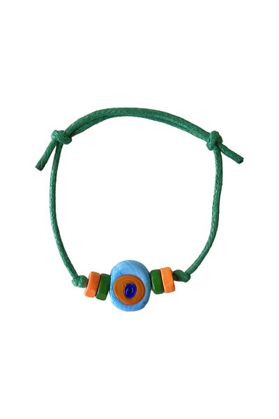 TAKI BY EKİN DARK BLUE GLASS EVIL EYE BEADED, WOODEN BEADED BABY/ CHILDREN/ ADULT BRACELET