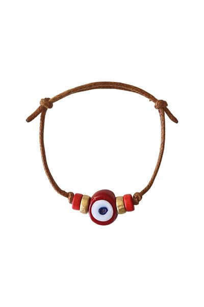 TAKI BY EKİN DARK BLUE GLASS EVIL EYE BEADED, WOODEN BEADED BABY/ CHILDREN/ ADULT BRACELET