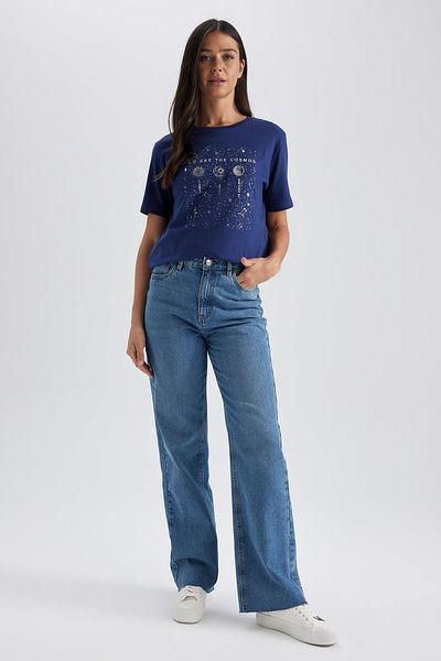 DeFacto Crew Neck Printed Short Sleeve T-Shirt B1549ax23hs