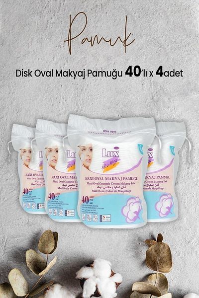 LUX Disc Oval Makeup Cotton 40pcs x 4 Pieces