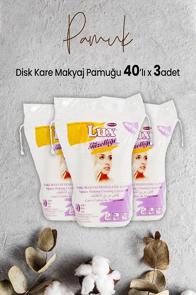 LUX Disc Square Makeup Cotton 40pcs x 3 Pieces