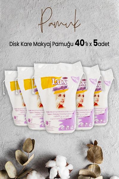 LUX Disc Square Makeup Cotton 40pcs x 5 Pieces