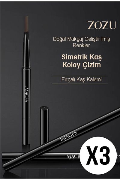 ZOZU Images Series - Two Prong Angled Eyebrow Pencil and Brush 0.4Gr Dark Coffee 3 Pcs