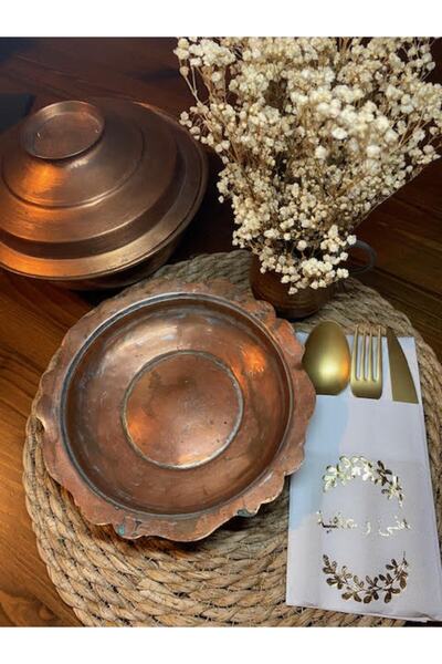 kidspartim Gold Gilded White Arabic Bon Appetit Pocket Napkin 12 pcs 40x40