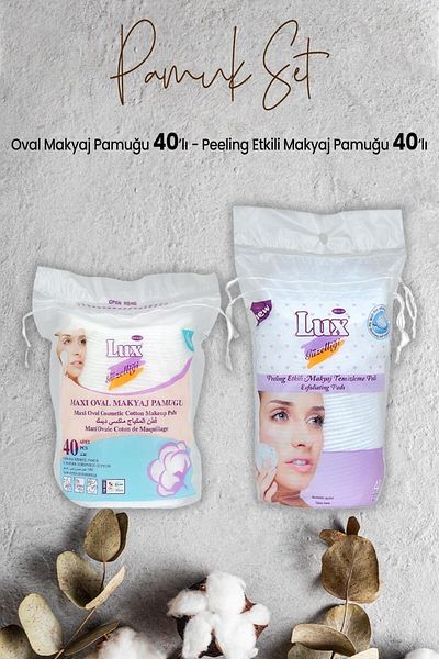 LUX Peeling Effect Makeup Cotton 40 pcs and Oval Makeup Cotton 40 pcs