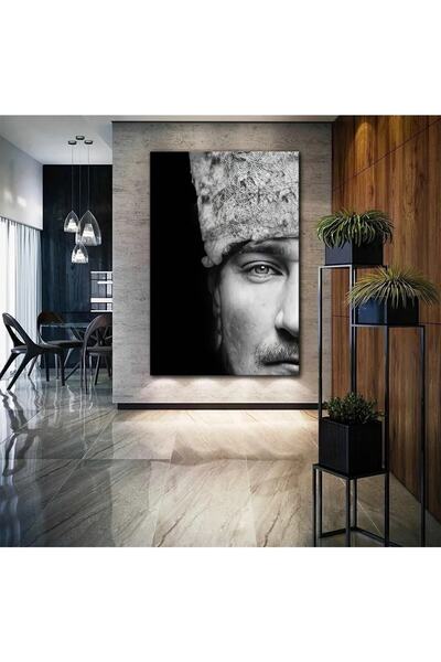 HD Sanatsal Mustafa Kemal Atatürk Yarım Portre Kanvas Tablo AS